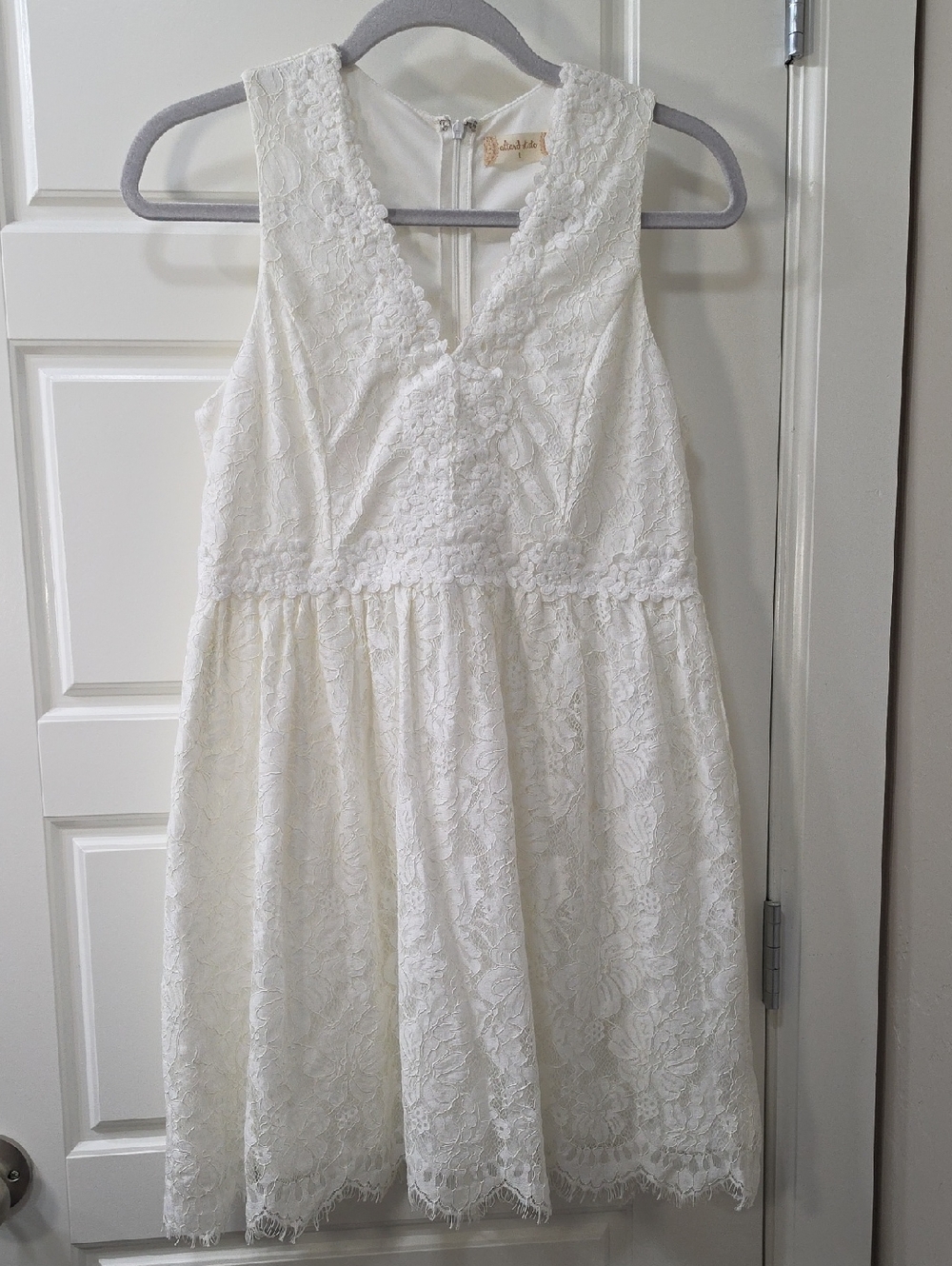 Altar'd State White Floral Lace A-Line Dress - Jrs Large